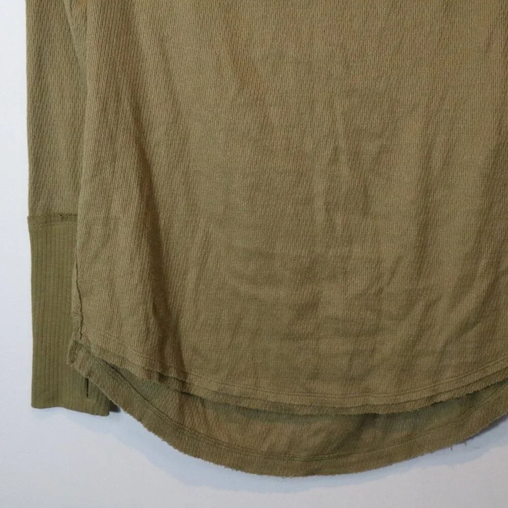Free People We the‎ Free Snowy Thermal Top Sunstone Green Small Long Boho Tunic